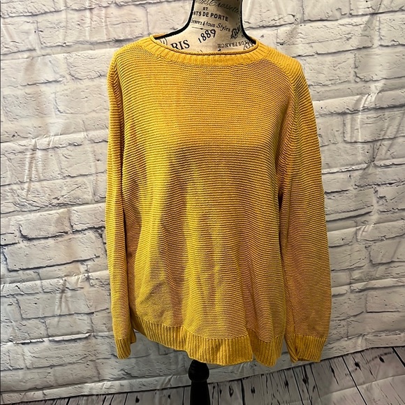 Eileen Fisher Sweater Organic Linen Blend Ribbed Mustard Yellow Size XL - Picture 1 of 10